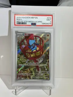 2025 POKEMON MEGA EVOLUTION POKEMON CENTER ETB PROMO #010 RIOLU PSA 9 - Image 1
