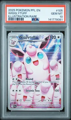 Wigglytuff 2025 Pokemon Phantasmal Flames #105 Illustration Rare PSA 10 - Image 1
