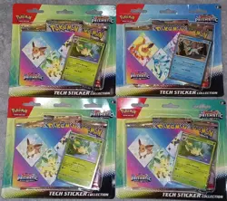 (4×) Pokemon TCG Prismatic Evolutions Tech Sticker Collection Leafeon/Glaceon - Image 1