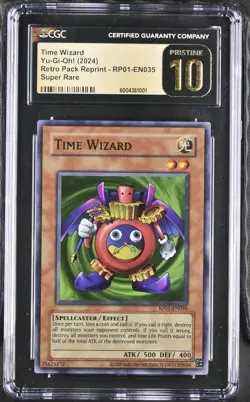 CGC Pristine YUGIOH Time Wizard RP01-EN035 Super Rare NM - Image 1