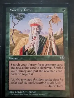 MTG Worldly Tutor Mirage Rare 1996 Magic The Gathering LP Vintage Tutor Card - Image 1