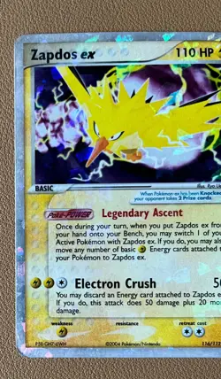 Zapdos ex 116/112 Secret Rare Hidden Legends 2004 Holo Pokemon Vintage - ENG - Image 5