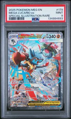 Pokemon TCG Mega Lucario EX 179/132 Special Illustration Rare Holo PSA 9 Me01 - Image 1