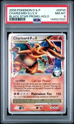 2009 POKEMON DIAMOND & PEARL BLACK STAR PROMO HOLO #DP45 CHARIZARD G LV.X PSA 8 - Image 1