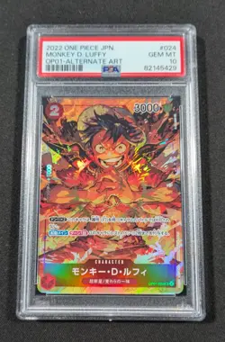 One Piece Japanese Holo Monkey D. Luffy OP01-024 PSA 10 GEM MINT Alternate Art - Image 1