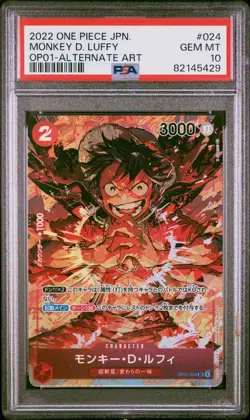 One Piece Japanese Holo Monkey D. Luffy OP01-024 PSA 10 GEM MINT Alternate Art - Image 3