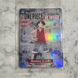 Bandai Namco One Piece CCG Monkey.D.Luffy US Voyage Promo Full Art Holo Card - Image 1
