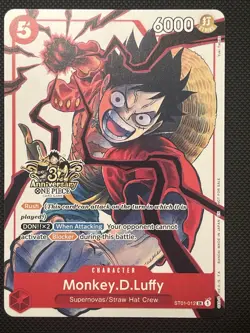 Monkey D. Luffy 3rd Anniversary Tournament Promo Card ST01-012 Alt art - Image 1