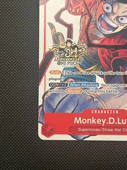 Monkey D. Luffy 3rd Anniversary Tournament Promo Card ST01-012 Alt art - Image 5