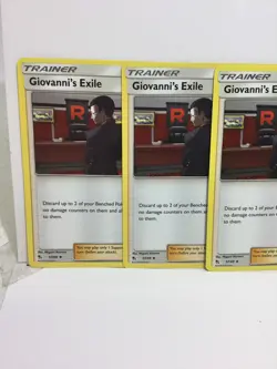 2019 POKEMON LOT 4X GIOVANNI’S EXILE 57/68 UNCOMMON TRAINER NM/M PACK FRESH CARD - Image 2