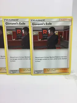 2019 POKEMON LOT 4X GIOVANNI’S EXILE 57/68 UNCOMMON TRAINER NM/M PACK FRESH CARD - Image 3