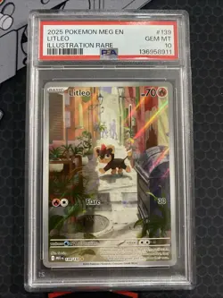 2025 POKEMON LITLEO EN ME01: MEGA EVOLUTION #139 ILLUSTRATION RARE HOLO PSA 10 - Image 1