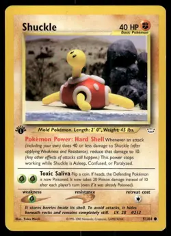 Pokemon Tcg Shuckle [1st Edition] #51 Pokemon Neo Revelation MP - Image 1