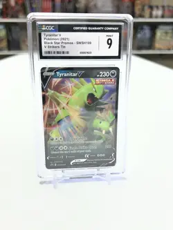 TYRANITAR V POKEMON 2021 BLACK STAR PROMOS V STRIKERS TIN CGC 9 - Image 1