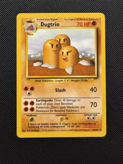 Pokemon TCG Dugtrio 19/102 Base Set Rare Near Mint 1999 WoTC - Image 1