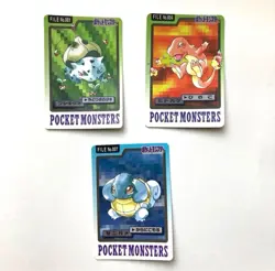 Bandai Pokemon Carddass Bulbasaur No001 Charmander No004 Squirtle No007 - Image 1