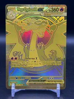 Pokemon TCG Gold Hyper Rare Mega Charizard X EX 130/094 Phantasmal Flames NM- - Image 1