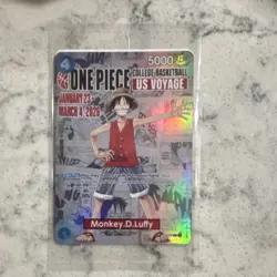 Bandai One Piece CCG Monkey.D.Luffy US Voyage Promo Full Art Holo ST01-001 - Image 1