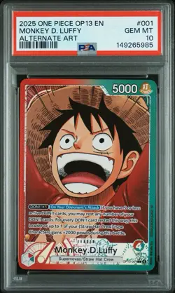 2025 One Piece Monkey D. Luffy Alt Art OP13-001 Leader PSA 10 Gem Mint English - Image 1