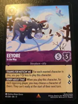 Eeyore - In The Way 45/204 Rare Winterspell Disney Lorcana TCG - Image 1
