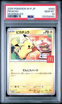 2025 POKEMON JAPANESE M-P PROMO MCDONALD'S #020 PIKACHU PSA 10 - Image 1