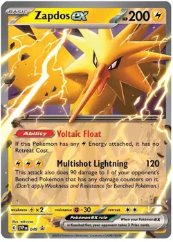 Pokemon TCG Zapdos ex Svp Black Star Promos SVP049 Regular Promo - Image 1