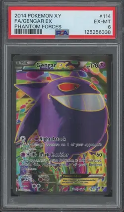 2014 Pokemon TCG X Y Phantom Forces Full Art #114 Gengar ex PSA 6 - Image 1