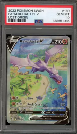 Pokemon Aerodactyl V Lost Origin Full Alt Art #180 PSA 10 Gem Mint - Image 1