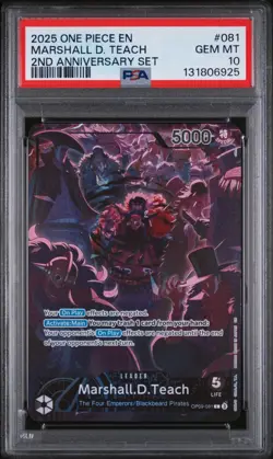 🏴󠁧󠁢󠁥󠁮󠁧󠁿 MARSHALL D TEACH PSA 10 - 2ND ANNIVERSARY SET OP09-081 One Piece - Image 2