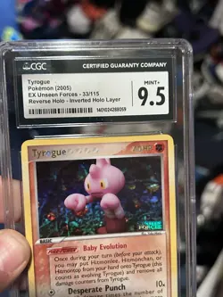 Pokemon Card Tyrogue Rev. Holo Rare PSA 9.5 Mint+, EX Unseen Forces 33/115, 2005 - Image 3