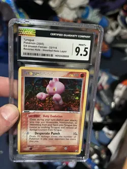 Pokemon Card Tyrogue Rev. Holo Rare PSA 9.5 Mint+, EX Unseen Forces 33/115, 2005 - Image 4