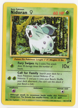 Nidoran 82/130 Base 2 Set TRAINER Pokemon Card - Image 1