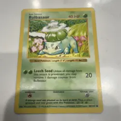 Pokemon TCG Bulbasaur Base Set 44/102 40 HP Common Regular English Card - Image 1