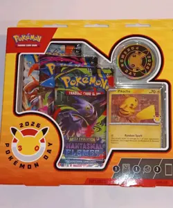 Pokemon Day 2026 Pikachu Promo Card, Coin & 3 Booster Packs 30th Anniversary Box - Image 1