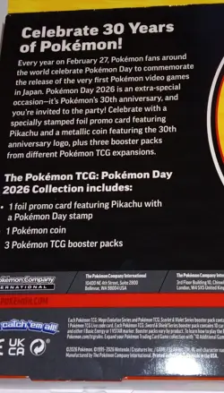 Pokemon Day 2026 Pikachu Promo Card, Coin & 3 Booster Packs 30th Anniversary Box - Image 5