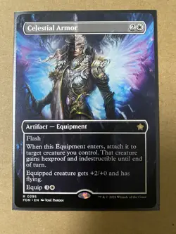 Celestial Armor BORDERLESS RARE Foundations MTG FDN Magic The Gathering NEW - Image 1