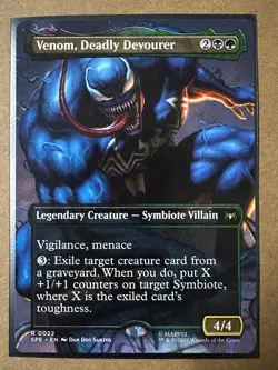 Venom, Deadly Devourer BORDERLESS RARE Marvel's Spider-Man SPE SPM MTG Magic NEW - Image 1