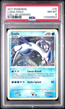2011 POKEMON CALL OF LEGENDS LUGIA #15 HOLO PSA 8 NM #113346622 - Image 1