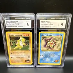 Pokemon Gym Heroes Brock's Sandshrew & Misty's Staryu CGC Graded Lot - Image 1