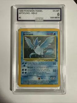 AGS 6 Articuno Holo 2/62 Pokemon (1999) Fossil Unlimited Rare - Image 1