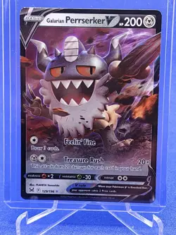 Pokemon TCG Galarian Perrserker V - 129/196 - Lost Origin - NM - Holo Rare - - Image 1
