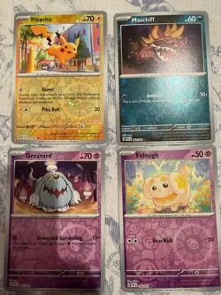 Pokemon TCG Cosmos Holo Variant Costco PAF Pikachu Greavard Maschiff Fidough Set - Image 1