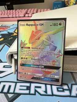 Rayquaza GX 177/168 Rainbow Rare Full Art – Celestial Storm – NM Pokemon Ca - Image 2