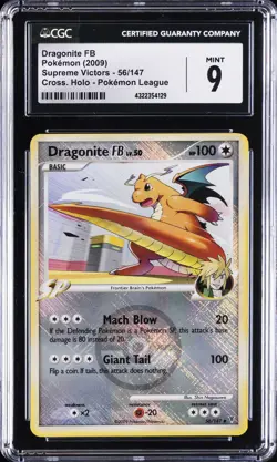 2009 POKEMON SUPREME VICTORS CROSS. HOLO - POKEMON LEAGUE #56 DRAGONITE FB CGC 9 - Image 1