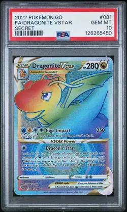 2022 POKEMON GO SECRET #081 FULL ART/DRAGONITE VSTAR PSA 10 - Image 1