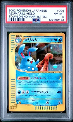 2002 POKEMON JPN THE TOWN ON NO MAP 1ST EDITION #026 AZUMARILL-HOLO PSA 8 - Image 1