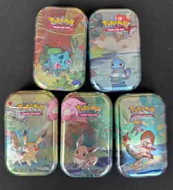 Pokemon TCG - Kanto Friends Mini Tins H24 (Artwork Set of 5) - Sealed - Image 1