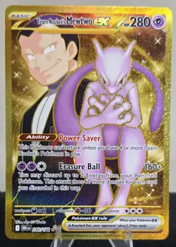 Team Rocket's Mewtwo ex 240/182 Destined Rivals Pokemon Gold Hyper Rare NM - Image 1