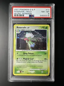 2007 Pokemon D&P Secret Wonders #17 Roserade 17/132 Holo PSA 8 NM-MT HOLO BLEED - Image 1