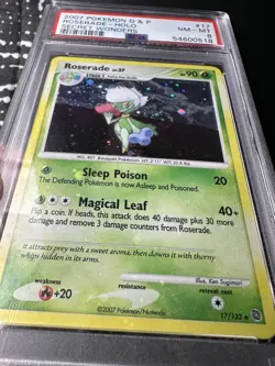2007 Pokemon D&P Secret Wonders #17 Roserade 17/132 Holo PSA 8 NM-MT HOLO BLEED - Image 3